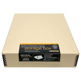 11x14 portfolio box, 11x14 gift box, 11x14 acid free box, 11x14 photo storage box, large drop front box, Lineco 11x14 Tan 3" Deep Museum Storage Box