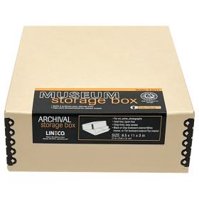 8x11 paper storage box, 8x11 document box, acid-free box 8x11, 8x11 photo storage containers, 8x11 archival box, Lineco Tan 8.5x11x3 Museum Storage Box