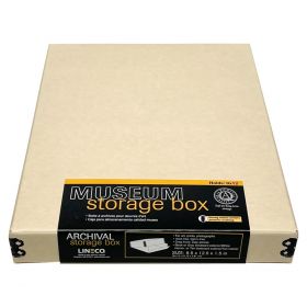 9x12 storage box, 9x12 archival box, acid free box 9x12, 9x12 boxes for picture, 9x12 folio storage box, Lineco Tan 9x12 Museum Storage Box