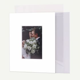 Pack of 100, 8x10 Pre-cut Mat with Whitecore fits 4x6 Picture + Backing + Bags