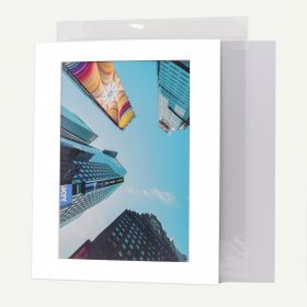 Pack of 50, 11x14 Pre-cut Mat with Whitecore fits 8x12 Picture + Backing + Bags.