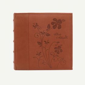 Faux Leather Brown Photo Album with Floral Design for 200 4x6 Pictures