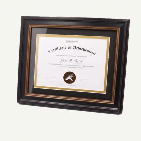 8x10 Black Polystyrene 1/4" Diploma Frame for 6x8 Picture and Tricom Black/ Old Gold Mat