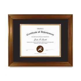 11x14 Dark Gold Polystyrene 1 1/4" Diploma Frame for 8x10 Picture and Tricom Black/Old Gold Mat
