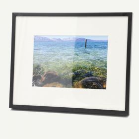 8x10 Black Aluminum 3/8" Frame For 5x7 Picture and Ivory Mat