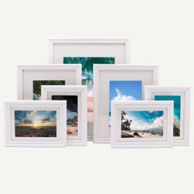 Gallery Wall Set of 7 White Wood 3/4" Frames and White Mat