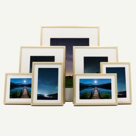 Gallery Wall Set of 7 Gold Aluminum 3/10" Frames and Ivory Mat