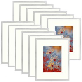 8x10 Sliver Aluminum Frames For 5x7 Picture with Ivory Mat and Real Glass